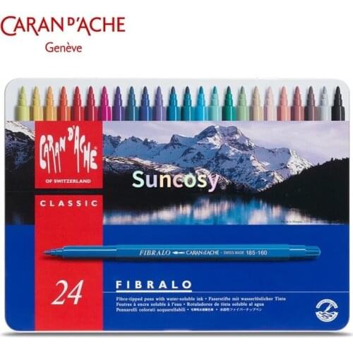 Caran D'ache Fibralo Fibre Tipped Pens, 10 15 24 30 Colors Set, Water Soluble Fiber Tipped Pens In Superior Quality