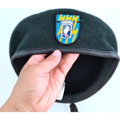 New US Army 12th Special Forces Group Wool Green Beret 173RD AIRBORNE METAL SHOULDER INSIGNIA Military Hat Cap 1961~1994