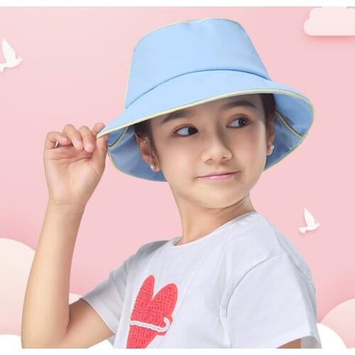 OhSunny UPF50+ UV Protection New Fashion Children Fisherman Hat Solid Color Simple Visor Caps Outdoor Casual Sun Bucket Hats
