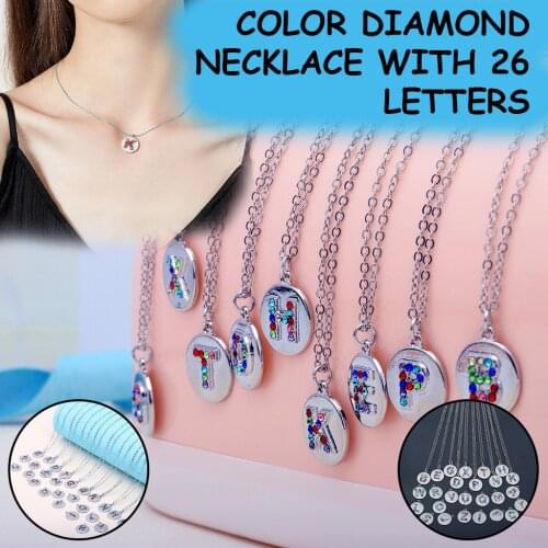 Otoky exquisite Necklace simple round 26 letter diamond necklace A-Z personality English letter necklace collares para mujer