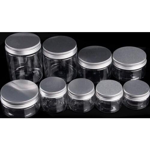 30/40/50/60/80/100/120/200/250ML Cosmetic Travel Empty Bottle Jar Round Aluminum Cover Lid Plastic Lip Balm Make-up Bottling Box