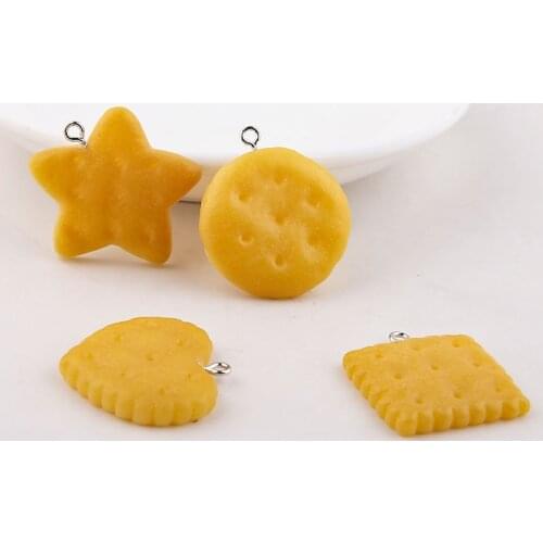 10pcs/bag Simulation Star Love Round Resin Biscuits Charms Food Dessert Floating Pendants DIY Earring Jewelry Accessories YZ475