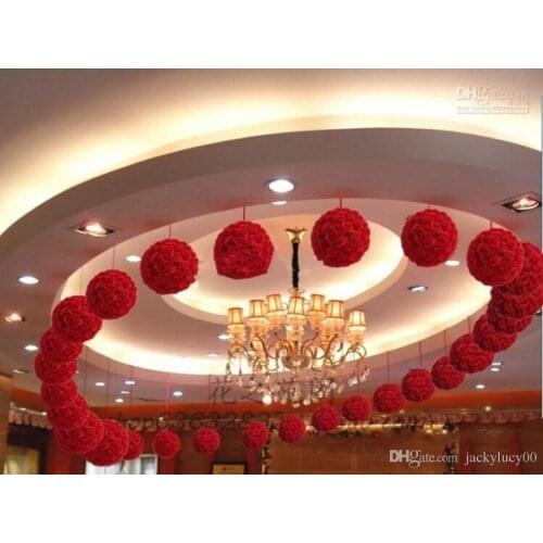Kissing Balls 6~24 Inch(15~60CM) Wedding Silk Pomander Flower Ball Artificial Encryption Styles for Wedding Home Decoration