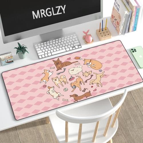 Cute Shiba Inu Multi-size Gaming Accessoroes Dog Pink Anime Mouse Pad Large Mousepads Laptop Gamer Mechanical Keyboard Desk Mat