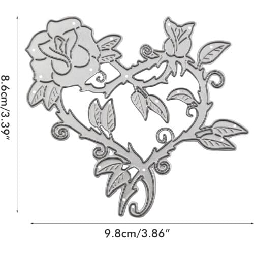 Heart Rose Flower Cutter Mold Scrapbooking Dies Metal Template Cutting Frame Embossing Stencil For Craft Card Making Album Decor