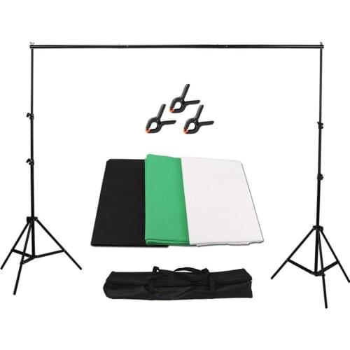 Studio Photography Backdrop Kit with 2 * 3m/6.6 * 10ft Metal Stand Bracket Backdrops Backdround Backdrop Clamps Carry Bag