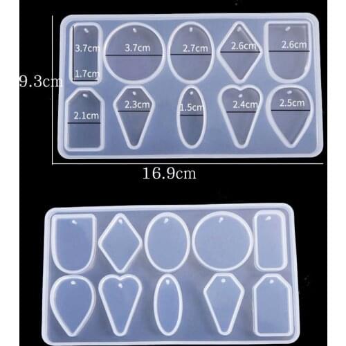 UV epoxy mold with hole jewelry pendant necklace earring round oval rectangular cone elliptical triangle jewelry silicone mold
