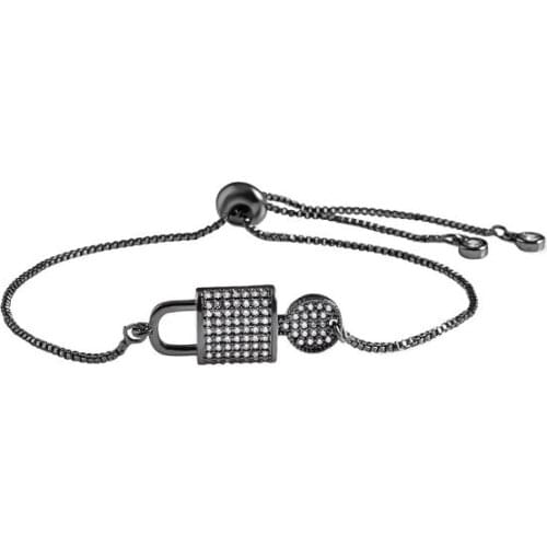 Key lock multicolor micro pave cz zircon cubic zirconia Bracelet Adjustable silicone silver gold plated Charm Snake Chain cgr3f