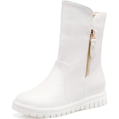 Big Size 9 10 11 12 boots women shoes ankle boots for women ladies boots shoes woman winter Solid color round head sleeve