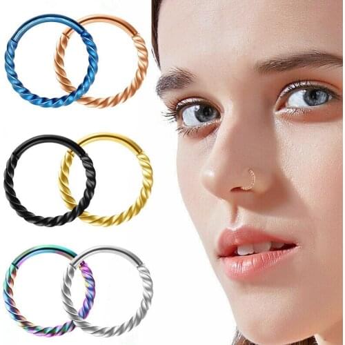 1PC 6mm to 12mm 16g Steel Hinged Segment Clicker Ring Nose Septum Piercing Helix Cartilage Daith Twist Hoop
