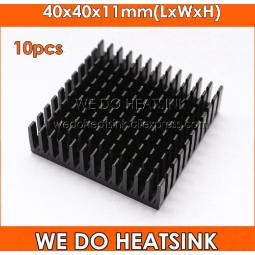 WE DO HEATSINK 10pcs 40x40x11mm Black Anodize Aluminum Extrusion Profile Heatsink Cooler Radiator For Cooling CPU