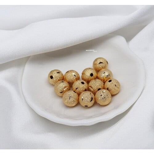 18k gold-covered hollow flower frosted beads small round beads gold beads loose beads handmade diy accessories bracelets jewelry