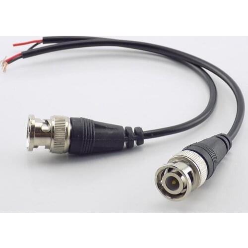 2Pcs BNC Connector Male to Double Female Plug DC Power Cable Pigtail Wire Adapter Line For CCTV Camera Home Security BNC Monitor