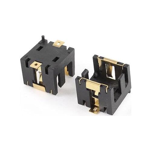 2 Pcs Button Battery Socket Holder Case SMD SMT Black for 2 x AG8 Coin Cell