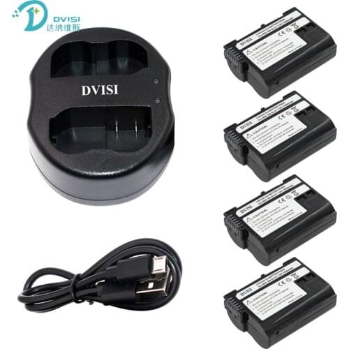 4pcs EN-EL15 EN EL15 Recargeable Camera Battery+USB Dual Charger for Nikon D600 D610 D600E D800E D810 D7000 D7100 d750 V1 MH-25