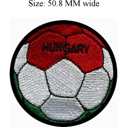 50.8MM wide Hungary flag patch of soccer ball biker patch/rock patch/sew-on labels