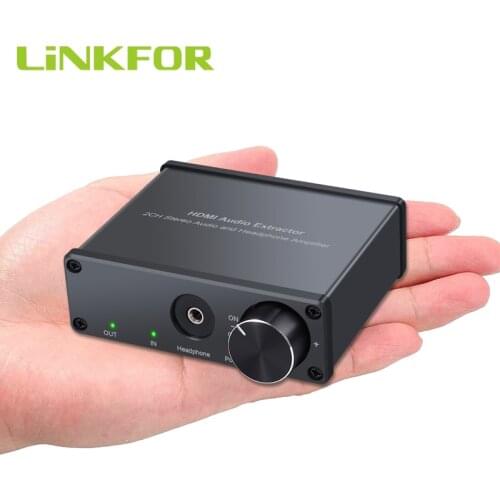 LiNKFOR HDMI to HDMI + RCA + 3.5mm Audio Extractor with Volume Control and Power Switch Support 4K 3D HDMI Audio Extractor