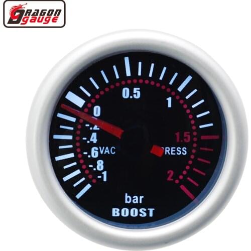 Dragon 52mm White Backlight Auto Car Pointer Turbo Boost Gauge -1~2 Bar Vacuum Meter Free Shipping
