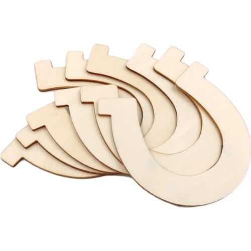 10pcs Wood Horseshoe Shape Wood Signs DIY Notch Banner Wood Slices, Decorative Plaques, Rustic Signs for Shop Home Decor