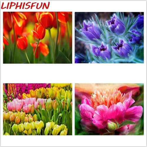 DIY diamond painting tulips flowers handmade crystal embroidery art crafts supplies home decoration daimond painting Scenery
