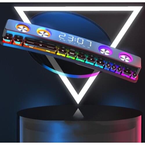 E-sports Game Bluetooth Speaker 3D Sound Surround Subwoofer Soundbar with RGB Light Clock Column for Computer TV Music Center