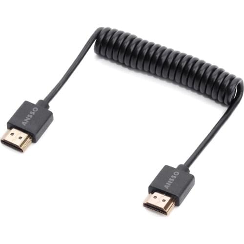 HDMI-compatible 2.0 4K60P 30P Digital Single Lens Reflex Soft spring cable 18Gbps;HDR Signal 3.3mm stretch Coiled