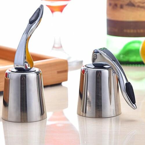 Home Bar Tool Stainless Steel Vacuum Sealed Red Bottle Stopper Sealer Champagne Closures Lids Caps LX8683