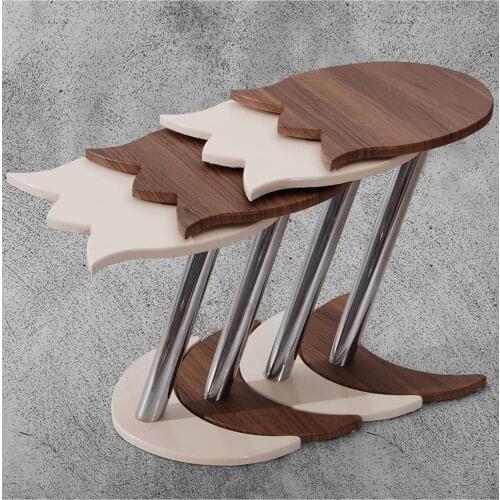 4 pcs Lalezar Zigon Coffee Table-walnut-cream made in turkey