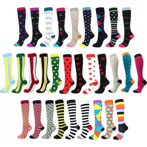 Compression Socks Unisex Knee High/Long Printed Socks Casual Running Flight Travels Footwear Accessories Breathable Quick-Dry