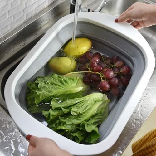 Creative Plastic Cutting Board Modern Simple Multifunctional Vegetable Washing Basin Foldable Household Kitchen Tools