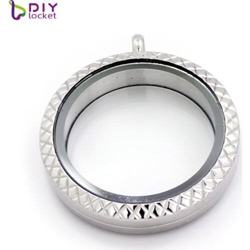 30mm Stainless Steel Round Twist Glass Floating Charm Locket LSSS010-12-30MM