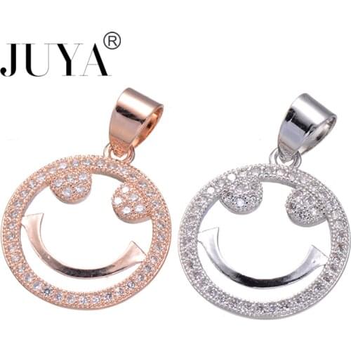 Cute Pendant Smiley face Charm For Jewelry Making DIY Craft Copper Zircon Material Jewellery Accessories Findings