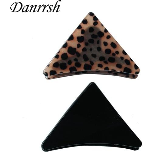 Triangle Hair Claws Set Black And Animal High Quality Acrylic Sheet Hair Accessories Plastic Hair Clips For Women Hairpins 2pcs