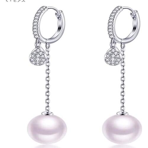 Genuine 925 Sterling Silver 12mm Freshwater Pearl Earrings Wedding Aros Mujer Oreja Orecchini Silver 925 Jewelry Bizuteria Women