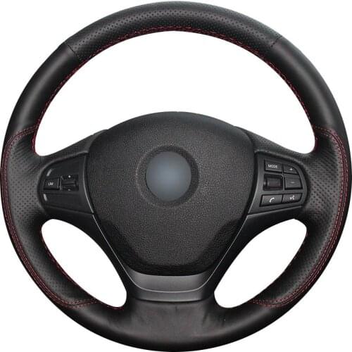 Non-slip Durable Black Natural Leather Car Steering Wheel Cover For Bmw F30 316i 320i 328i