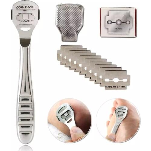 New Stainless Steel Foot Skin Shaver Corn Cuticle Cutter Remover Rasp Pedicure File Foot Callus 10 Blades Foot Care Tool