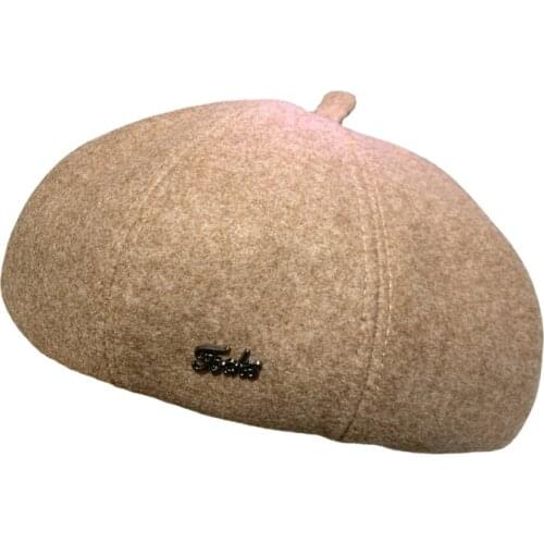 2021 New Painter Cap Beret Embroidered Letter Winter Hat Woman Octagonal Hat Wild English Suede Letter Pumpkin Hat