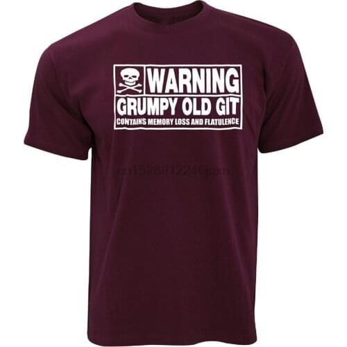 Novelty T Shirt Warning Grumpy Old Git Slogan Joke Birthday Dad Grandad Summer Style Casual Wear Tee Shirt