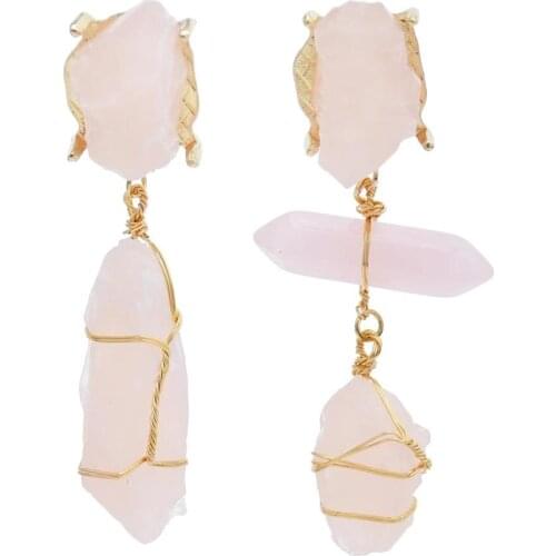 New Arrival Pink Stone Long Earrings High-quality Fashion Summer Beach Girl Drop Earring Jewelry Wholesale Accessories For Women