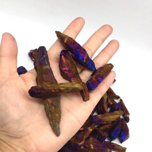 Wholesale Natural Electroplate Colorful Aura Quartz Crystal Rough Stone for crystal