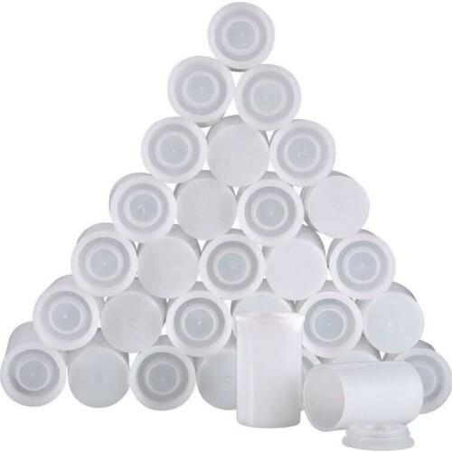 50Pcs Plastic White Film Canister with Lids Storage Container Empty Bottle 35mm