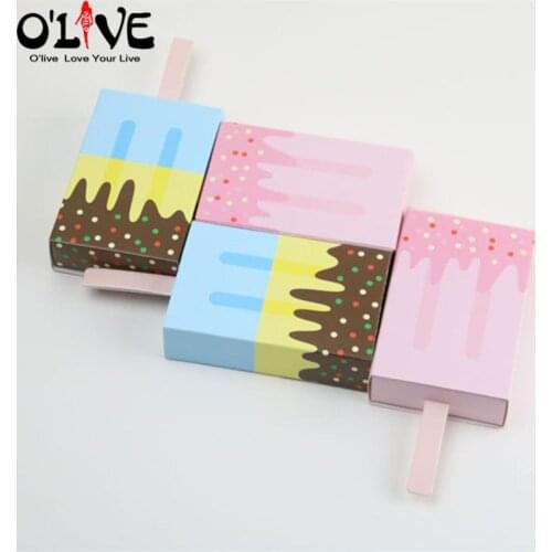 50 Pcs Ice Cream Shape Gift Box Candy Baby Shower Birthday Party Favors Boxes Drawer Popsicle Baptism Sugar Box Paper Kids
