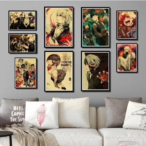 Perfect JL Japanese cartoon anime Tokyo Ghoul Zombie Vintage Paper Poster Wall Painting Home Decor wall stickers