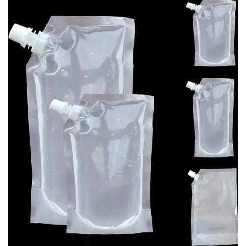1pc Transparent Reusable Plastic Spout Pouch For Liquid Drink Milk Juice Water Wine Divided Pouch Sealed Packaging Bag Portable