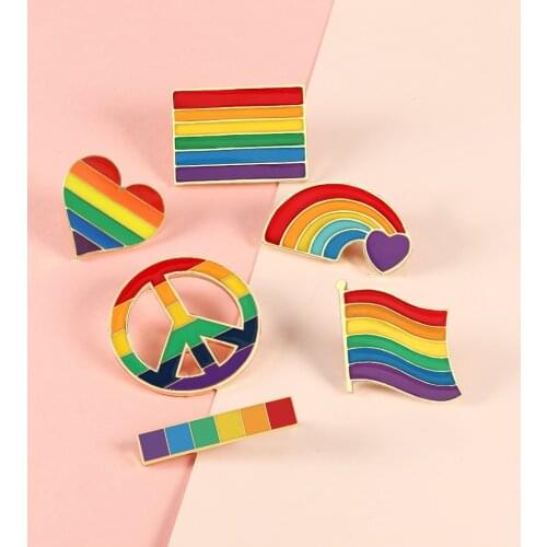 Rainbow Enamel Pins Intersex Hollow Out Round Heart Flags Badge Gay Lesbian Pride LGBT Metal Pin Jewelry For Men Women Unisex