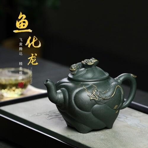 Recommended sifang fish change to pot the azure dragon mud paint kung fu teapot high-capacity rain medium sand factory