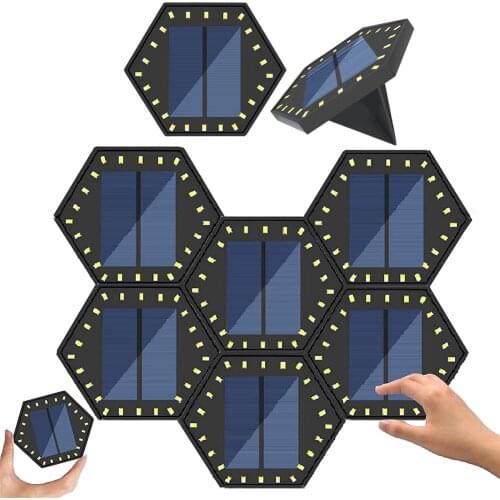 Hexagon Solar LED Ground Light Garden Landscape Lawn Wall Lamp Buried Light Outdoor Road Stairs Path Deck Light