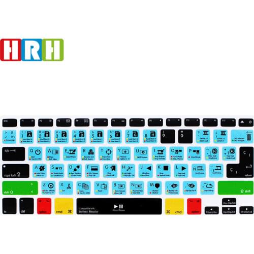 HRH DaVinci Resolve Spanish Hotkey Shortcuts Silicone Keyboard Cover Protector Keypad Skin For Mac Air Pro Retina 13"15"17"EU/US