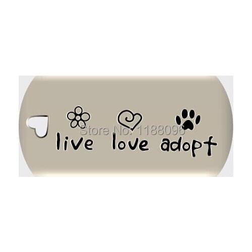 Live Love Adopt Dog Tag low price Paw Heart Cat tags cheap paw heart shaped dog tag
