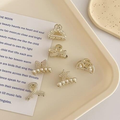 New Women Girls Elegant Pearls Star Geometric Metal Hair Claws Sweet Hair Decorate Hairpins Hair Clips Fashion Hair Accessories